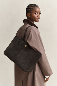 Suede Tote Bag — DEEP BROWN 6