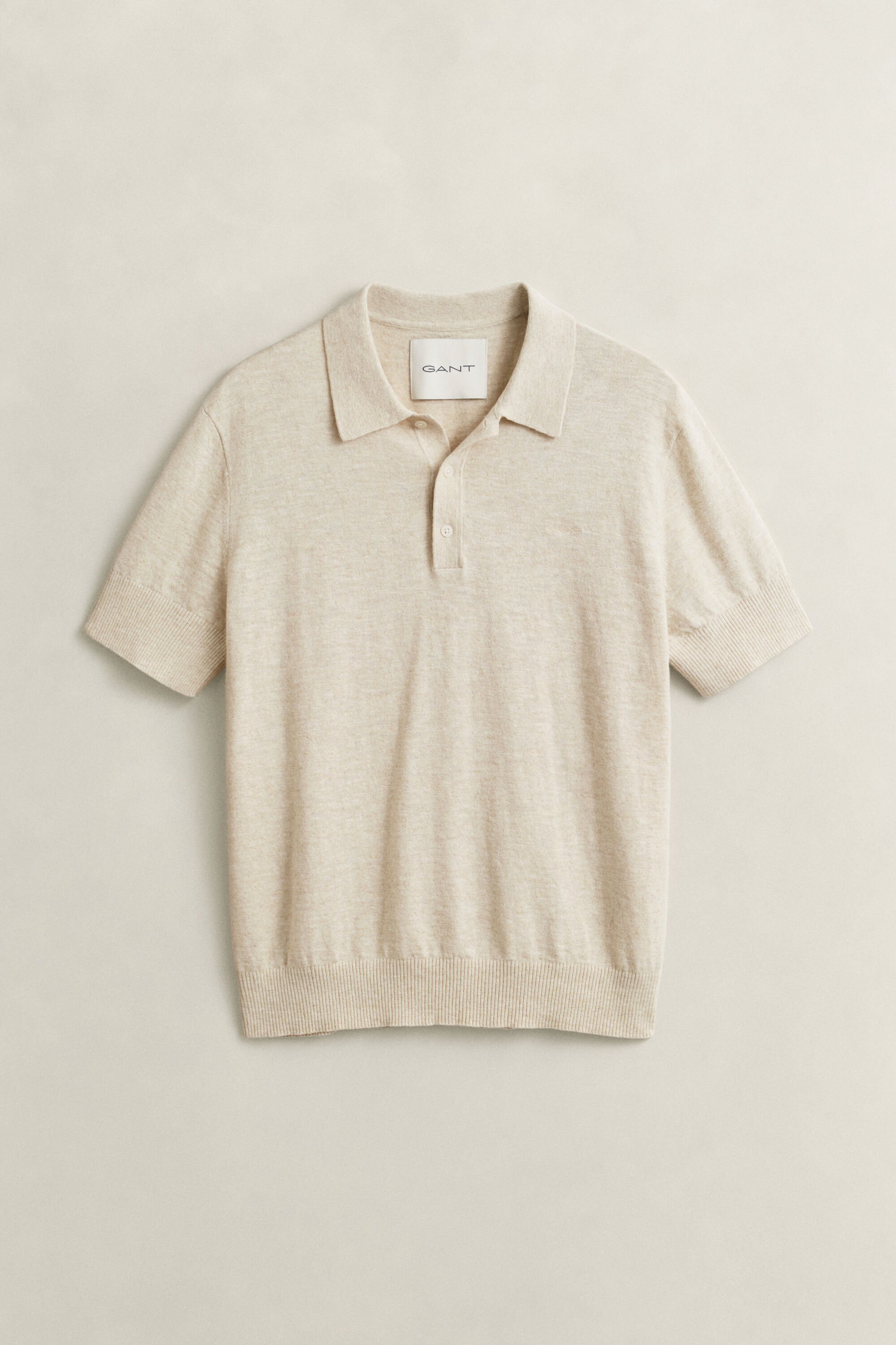 Slub Cotton Blend Short Sleeve Polo Sweater