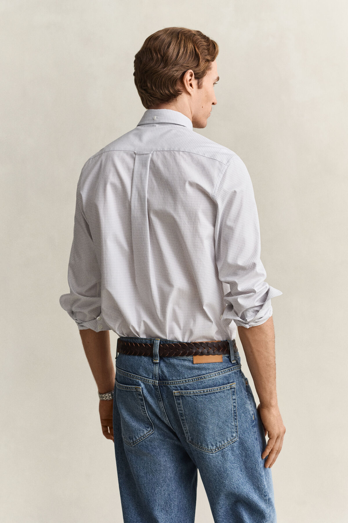 Checked Twill Dress Shirt — WHITE