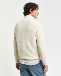 Textured Cotton Half-Zip Sweater