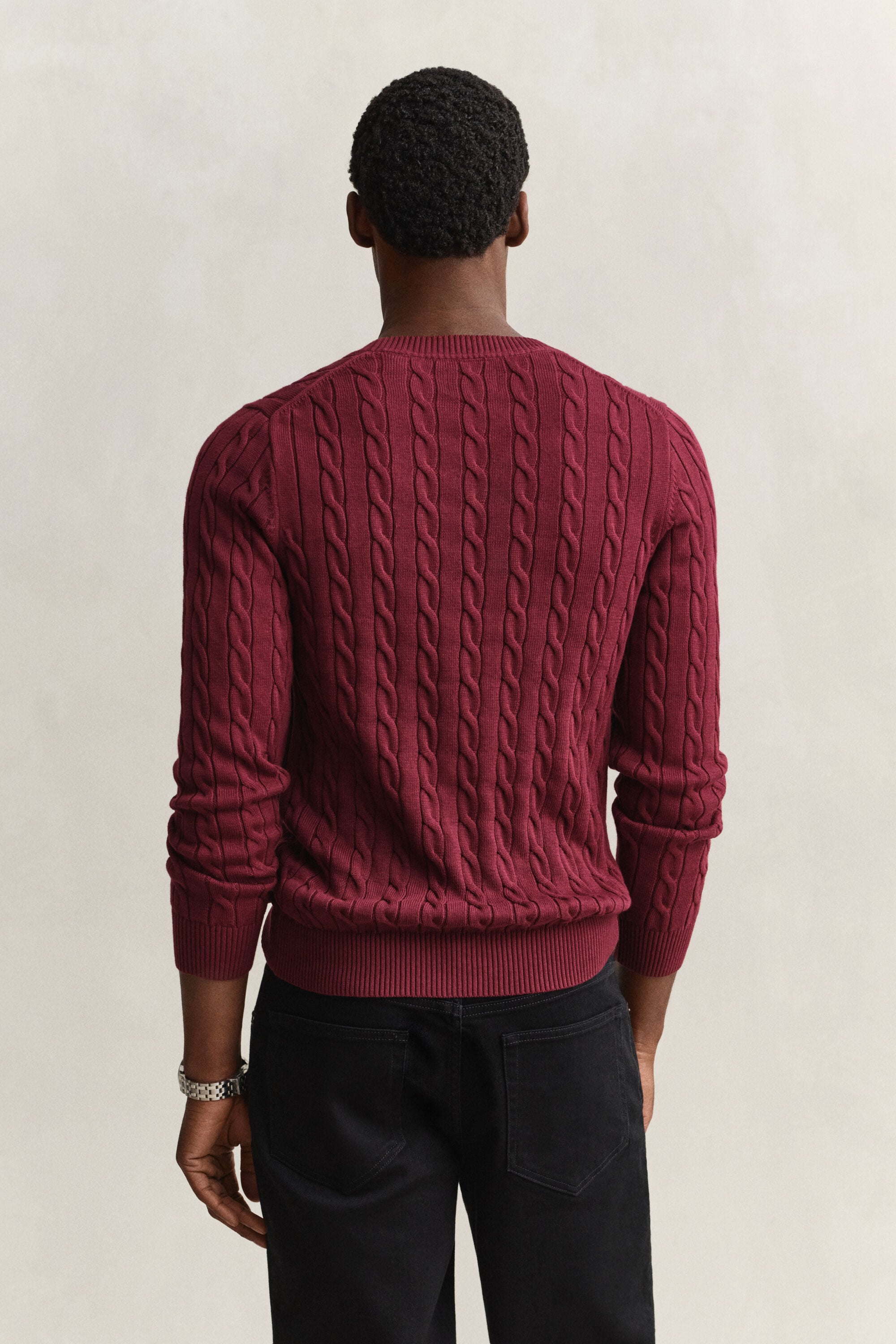 Cotton Cable Knit Crew Neck Sweater