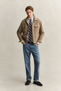 Checked Twill Dress Shirt — WHITE 8