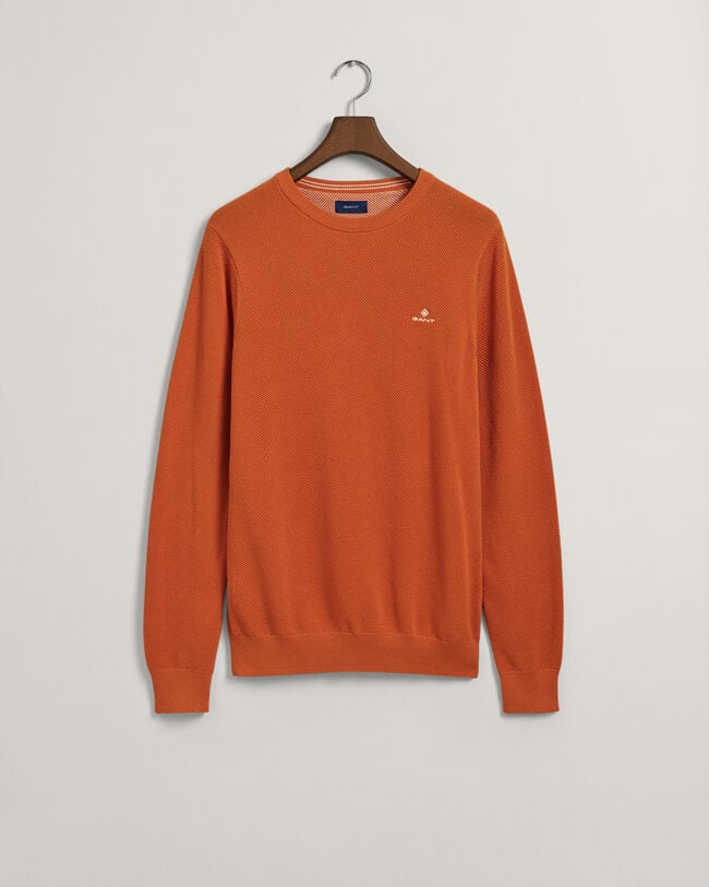 Cotton Piqu&eacute; Crew Neck Sweater