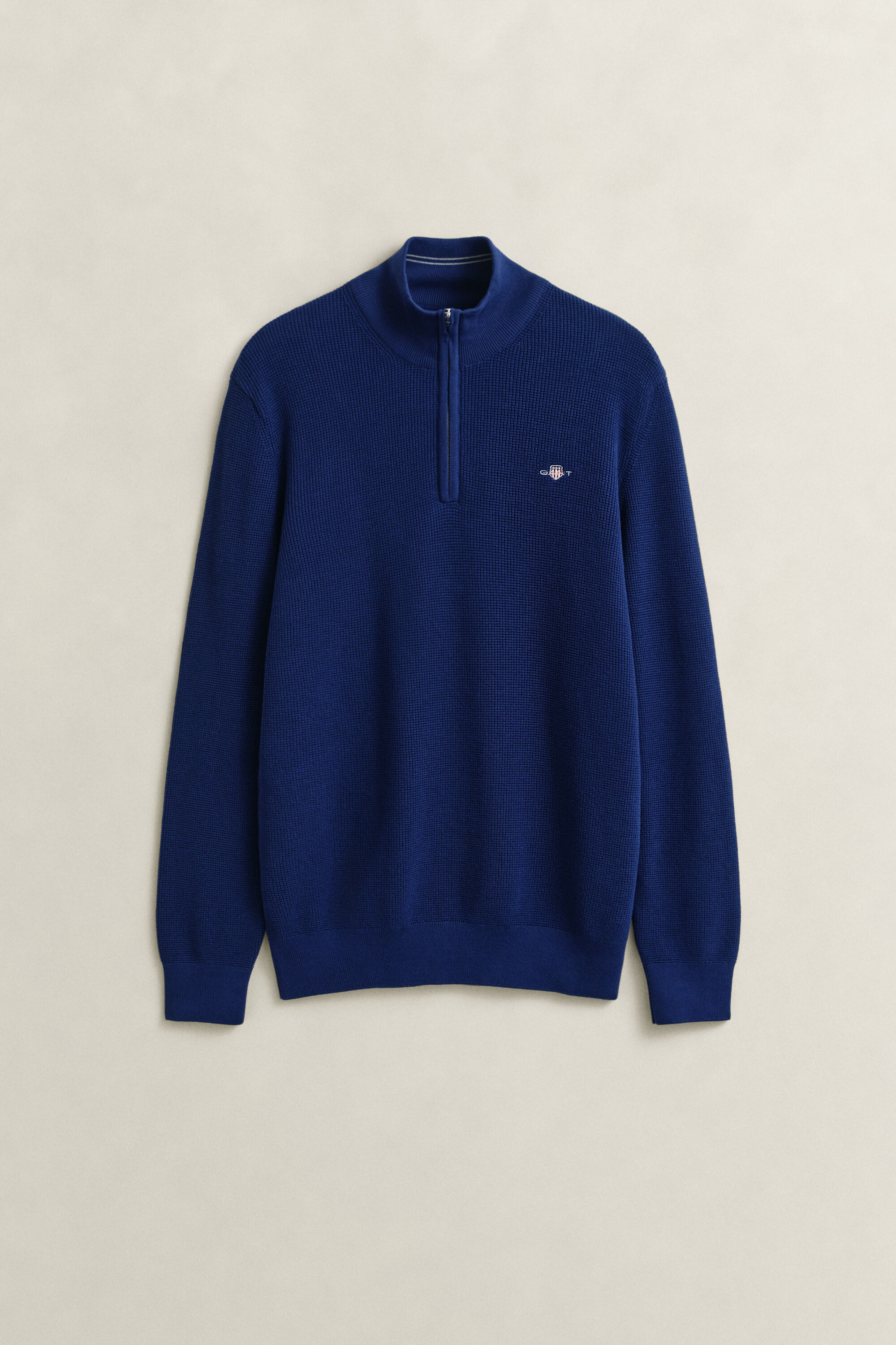 Textured Cotton Half-Zip Sweater