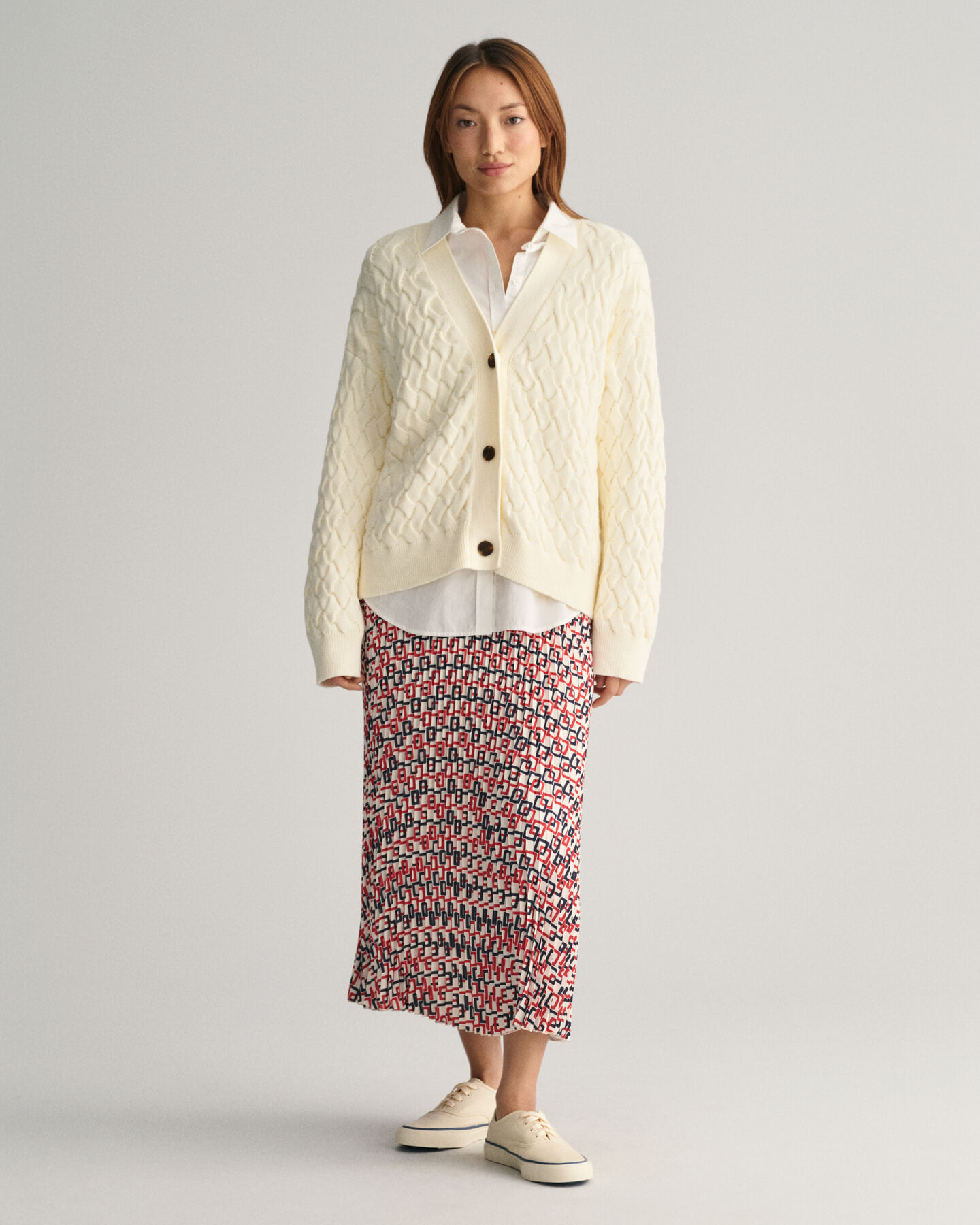 Women Texture Cotton Cardigan, GANT Knitwear