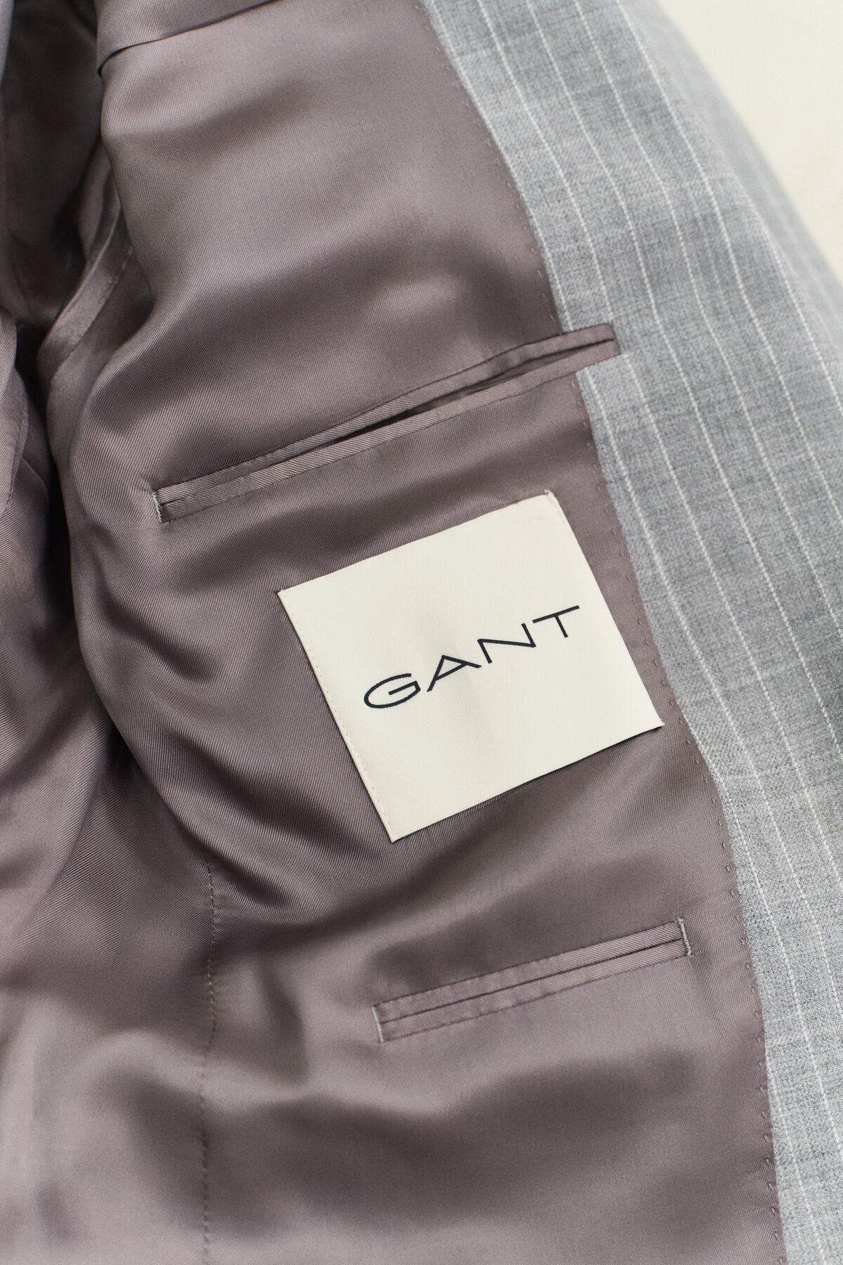 Pinstriped Suit Jacket — GREY MELANGE