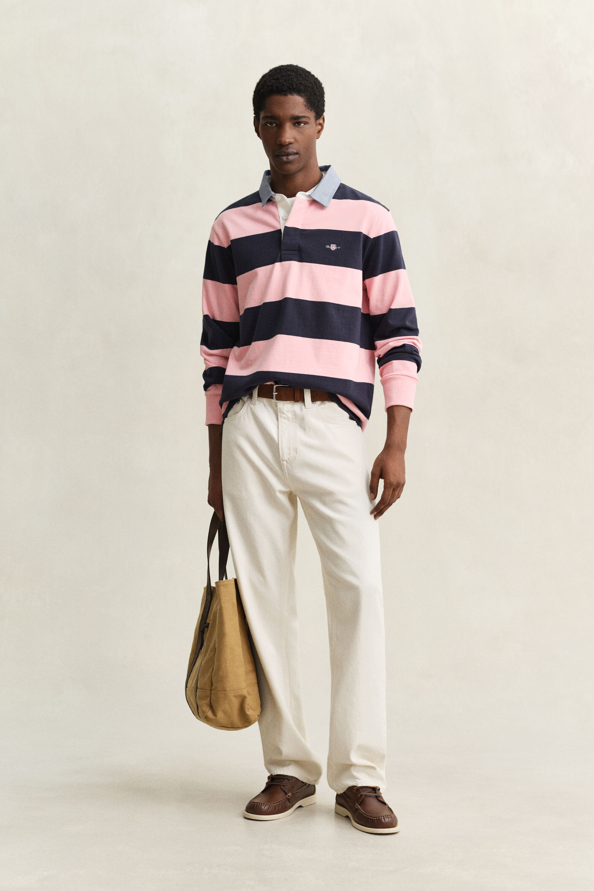 Chambray Collar Striped Heavy Rugger