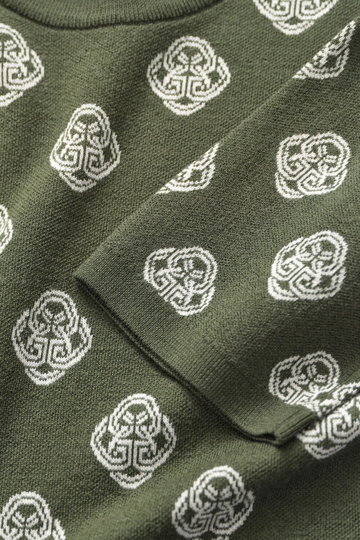 Jacquard-Knitted Monogram Sweater — MOSSY GREEN