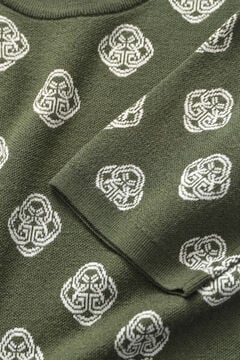 Jacquard-Knitted Monogram Sweater — MOSSY GREEN 1