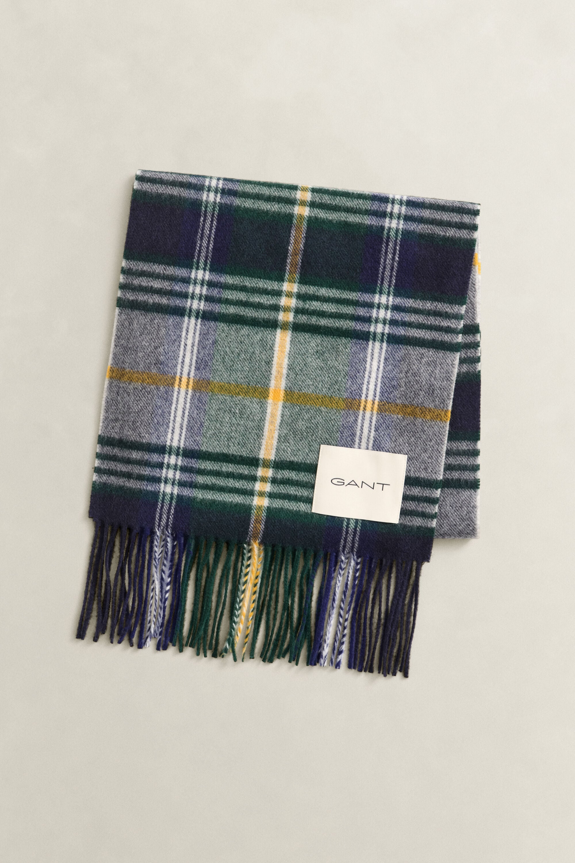 Checked Wool Scarf — MARINE