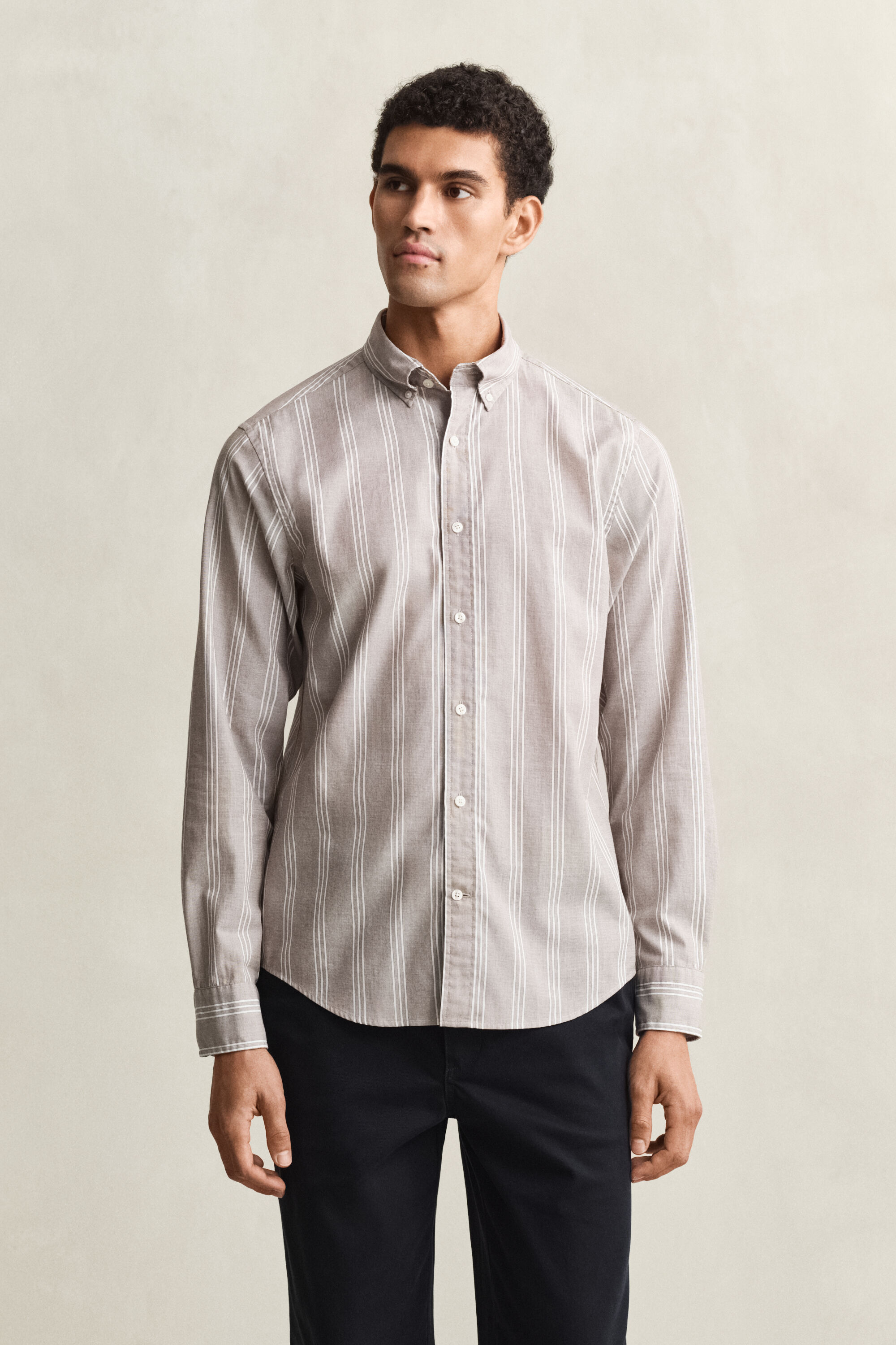 Regular Fit Fil-à-Fil Striped Poplin Shirt