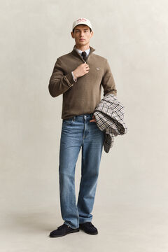 Casual Cotton Half-Zip Sweater — DK HAZELNUT MELANGE 5