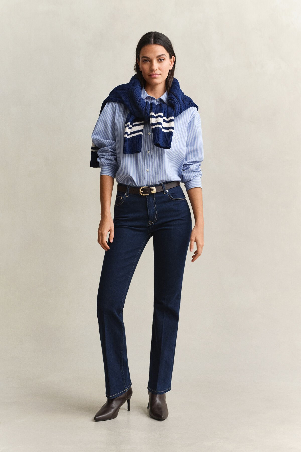 Relaxed Fit Striped Classic Poplin Shirt — MISTY LAVENDER