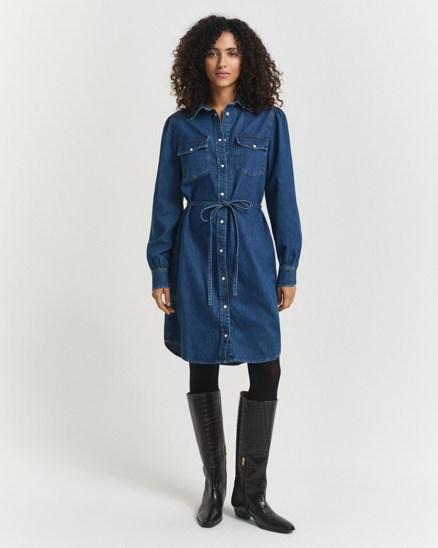 Puff Sleeve Denim Dress
