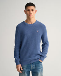 Cotton Wool Ribbed Crew Neck Sweater
