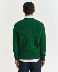 Lambswool Cable Knit Crew Neck Sweater