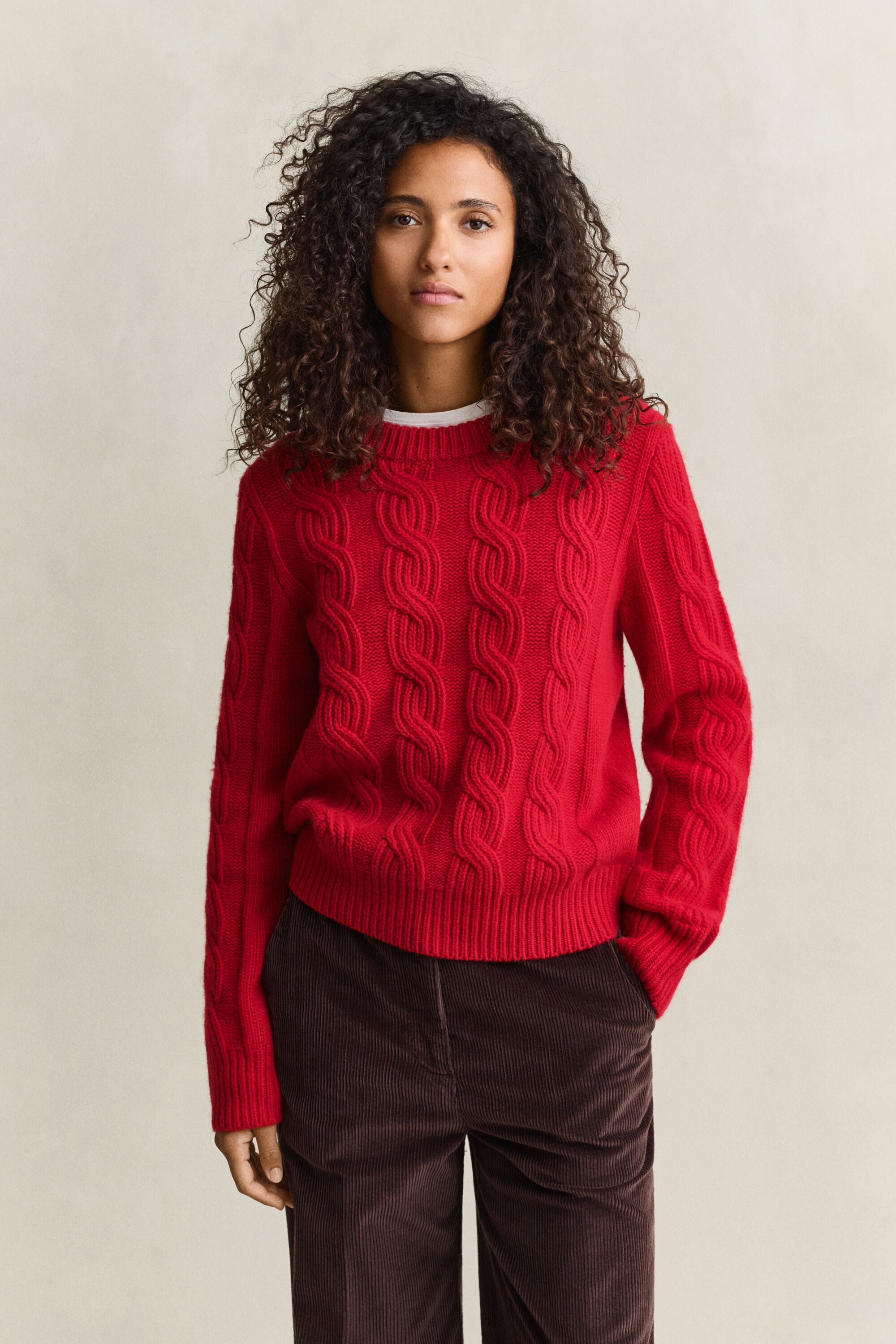 Wool Blend Cable Knit Sweater