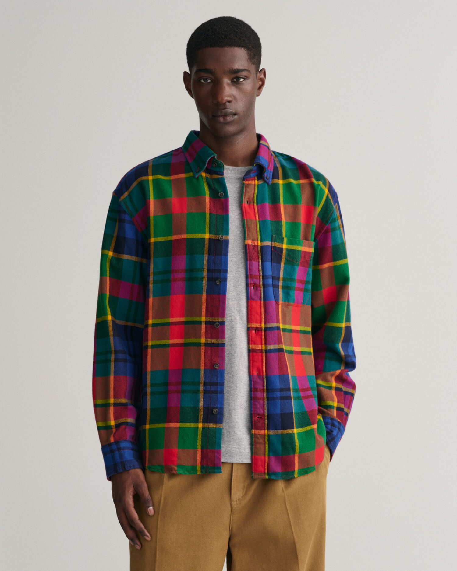 Relaxed Fit Checked Twill Shirt