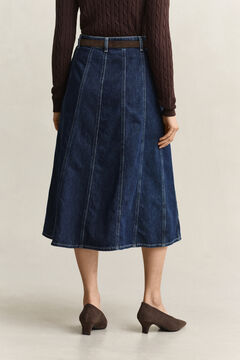 Flared Denim Skirt — DARK BLUE WORN IN 2