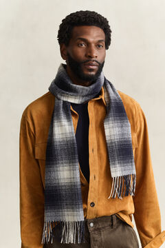 Checked Wool Scarf — EVENING BLUE 4