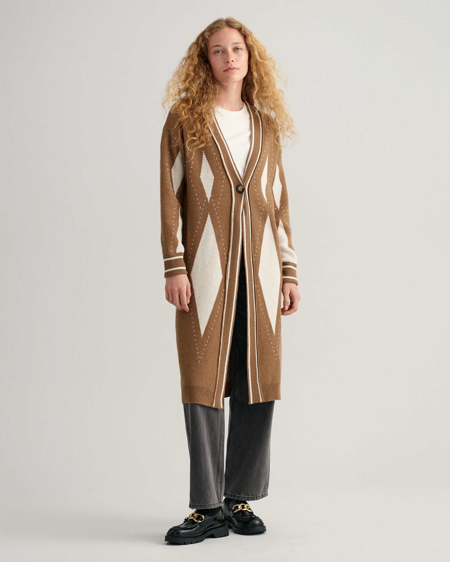 Argyle Long Cardigan