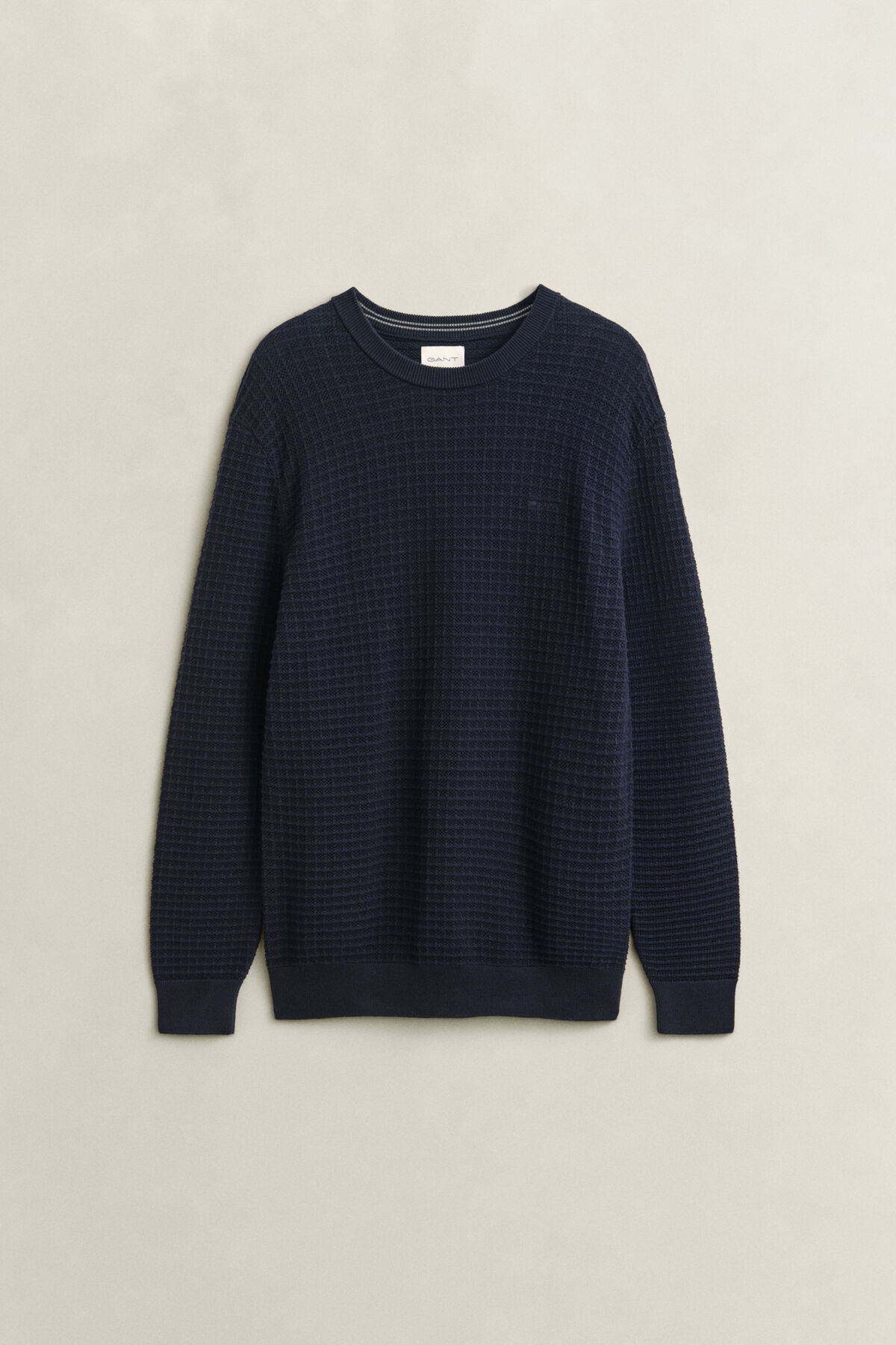 Textured Crew Neck Sweater — EVENING BLUE