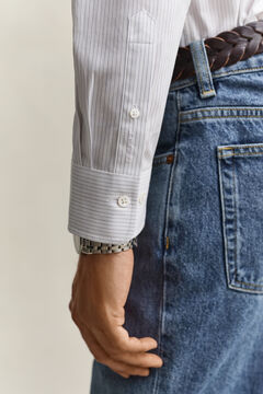 Striped Twill Dress Shirt — WHITE 4