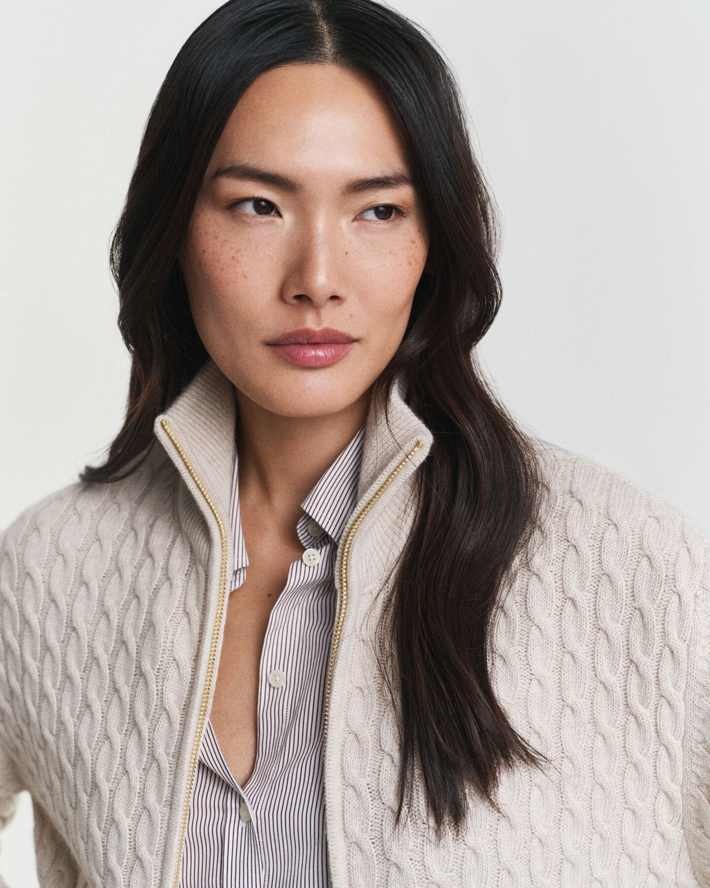 Cable Knit Zip Cardigan