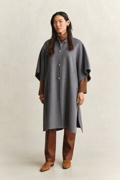 Handstitched Cape Coat — CHARCOAL MELANGE 3