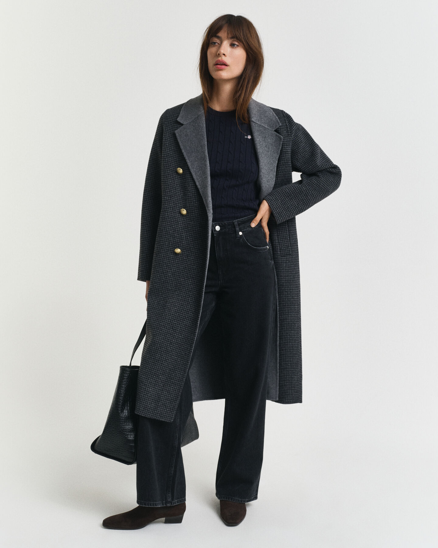 Stretch Cotton Cable Knit Sweater