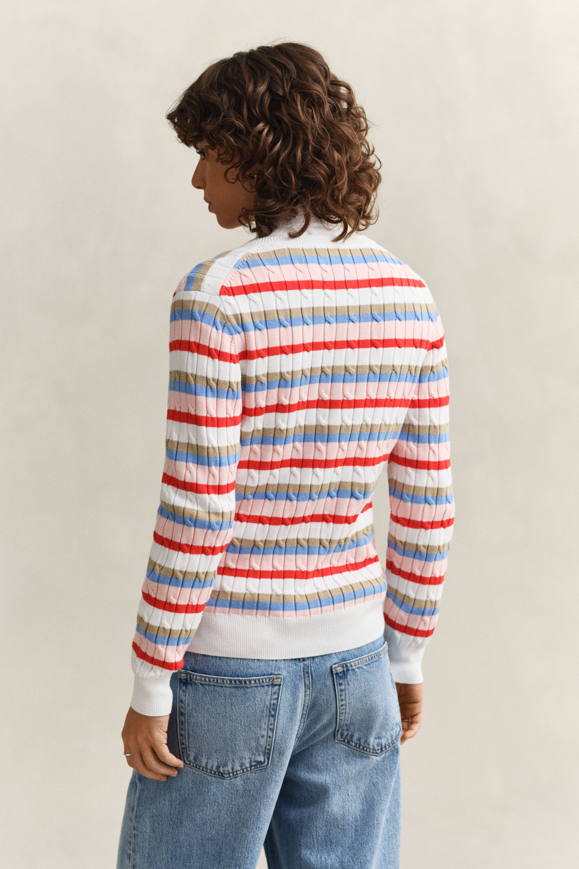 Striped Cable Knit Cardigan