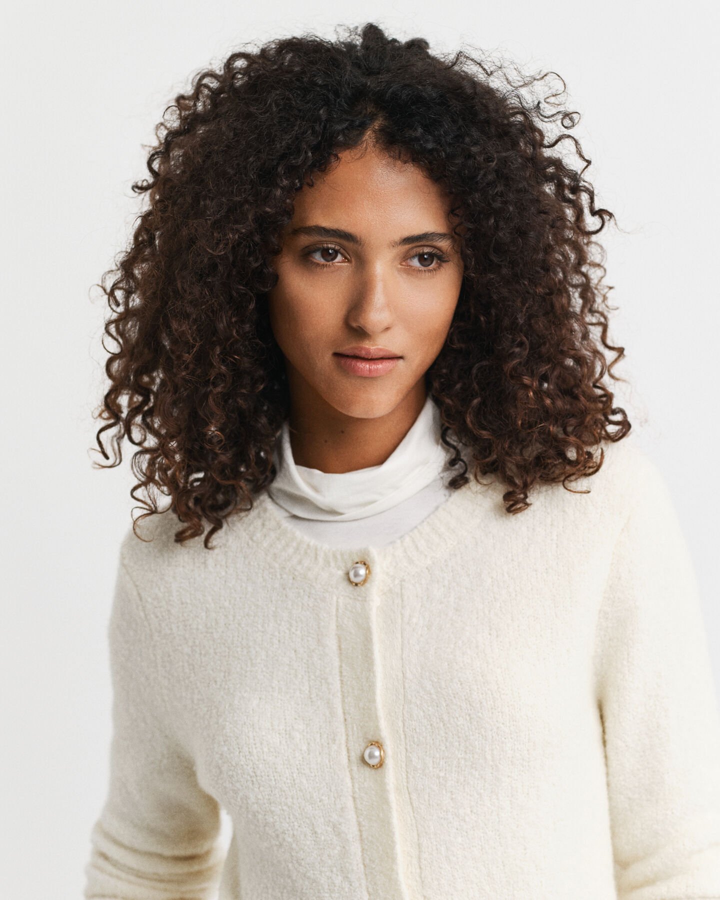 Bouclé Crew Neck Cardigan