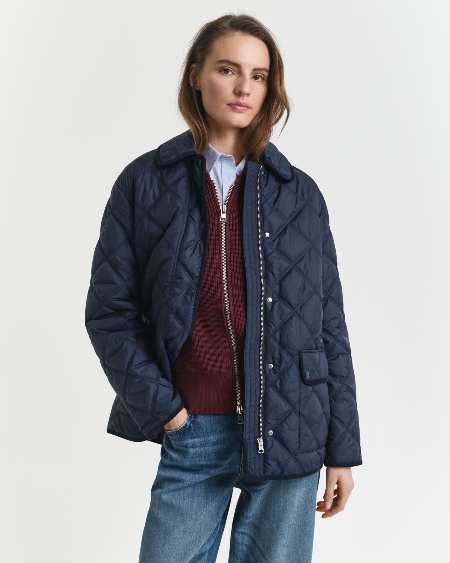 Quilted Corduroy Trim Jacket