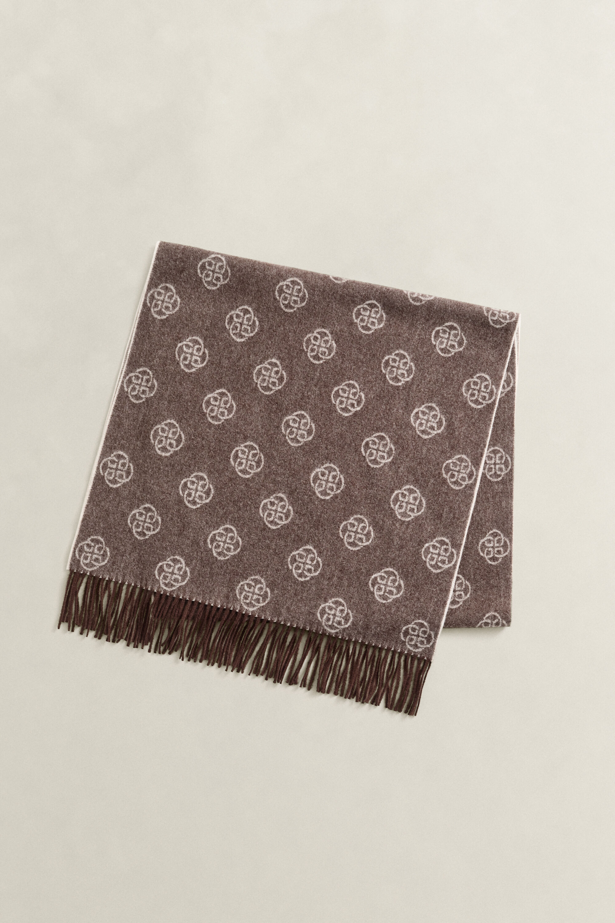 Monogram Wool Scarf — DEEP BROWN