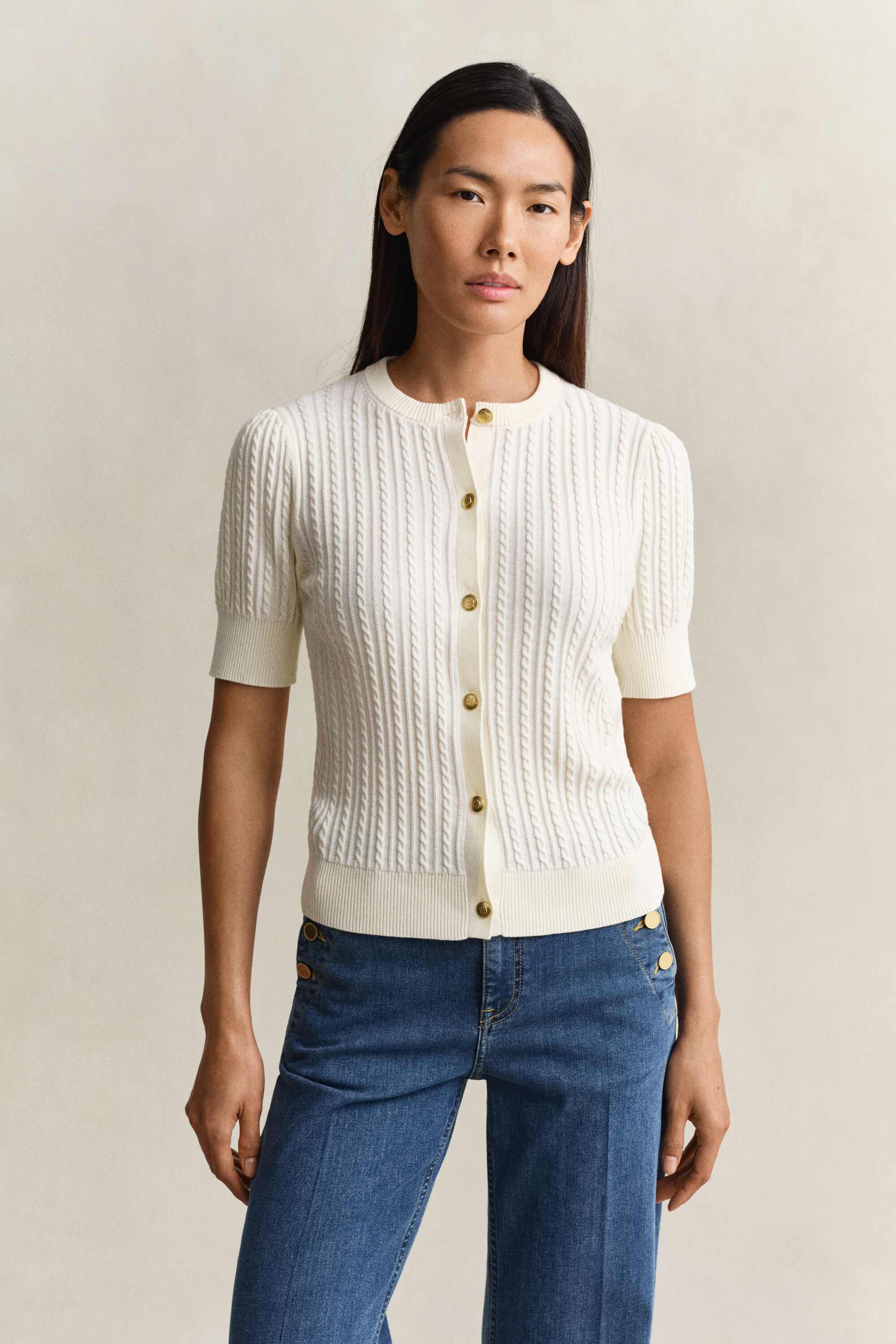 Cotton Cable Knit Cardigan