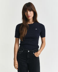 Stretch Cotton Cable Knit Sweater