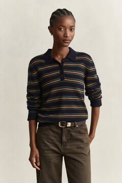 Striped Superfine Lambswool Rugger — EVENING BLUE 5