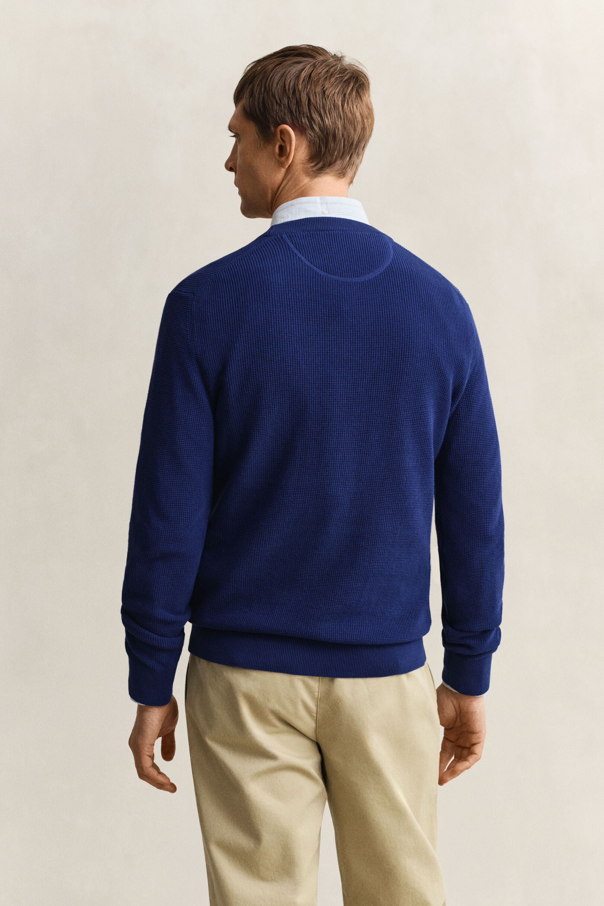 Textured Cotton Crew Neck Sweater