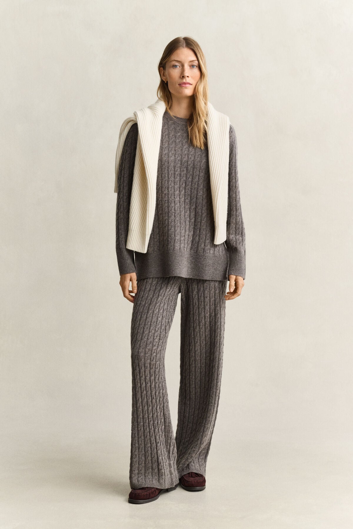 Wool Cashmere Blend Pants — BROWN MELANGE
