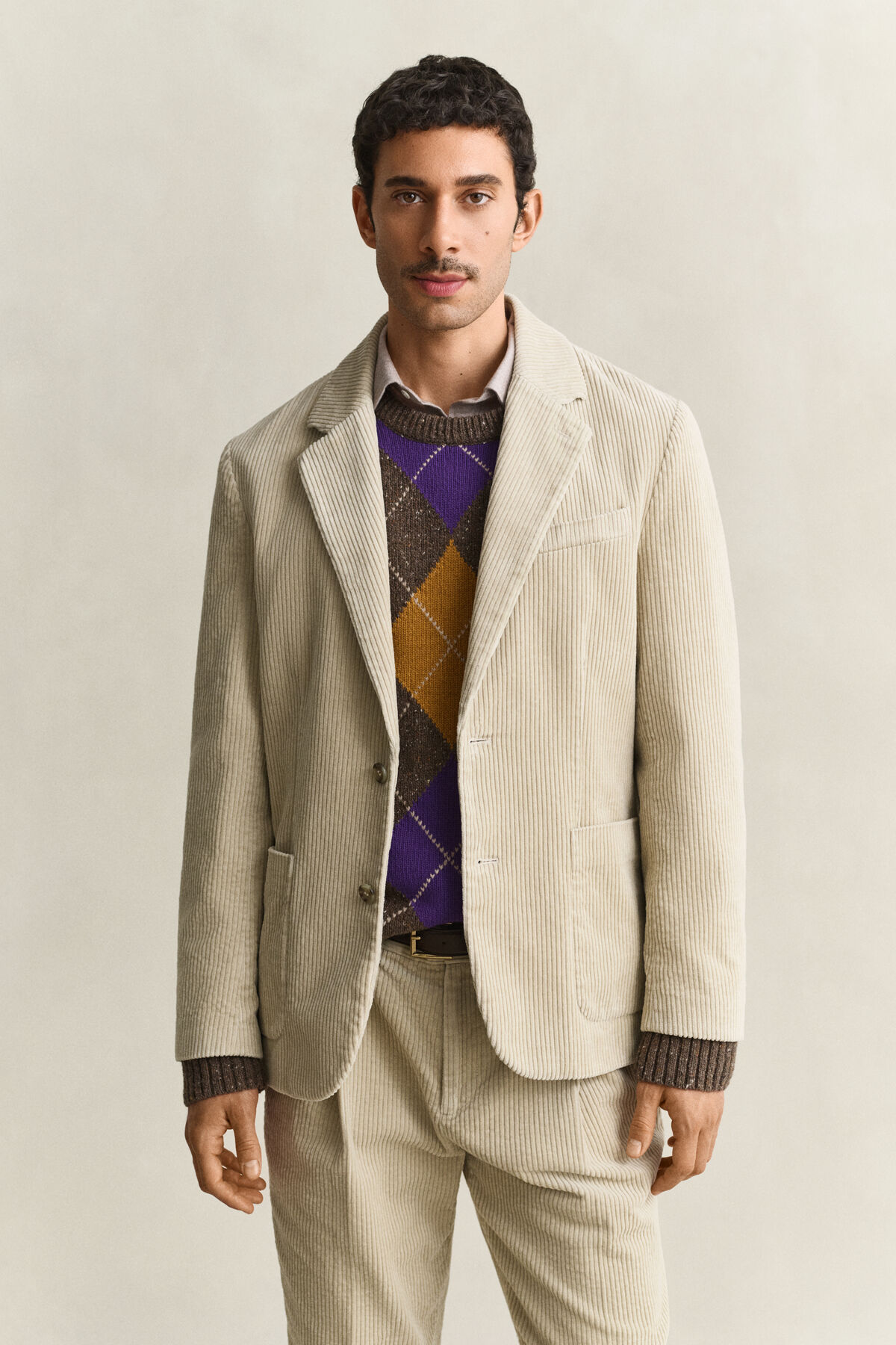 Corduroy Suit Jacket — CLAY BEIGE
