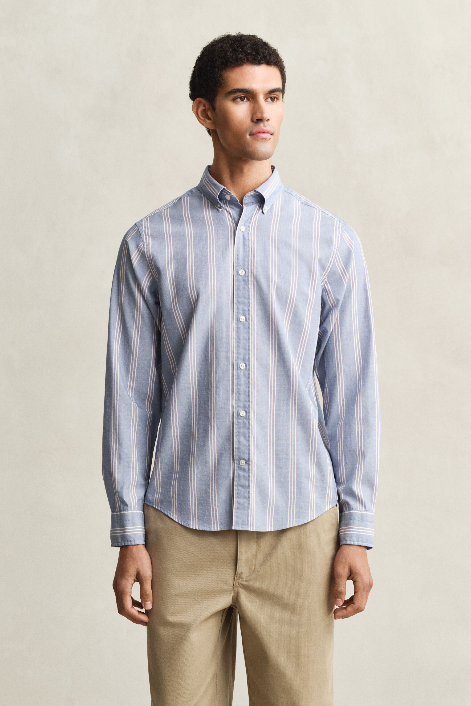 Regular Fit Fil-à-Fil Striped Poplin Shirt