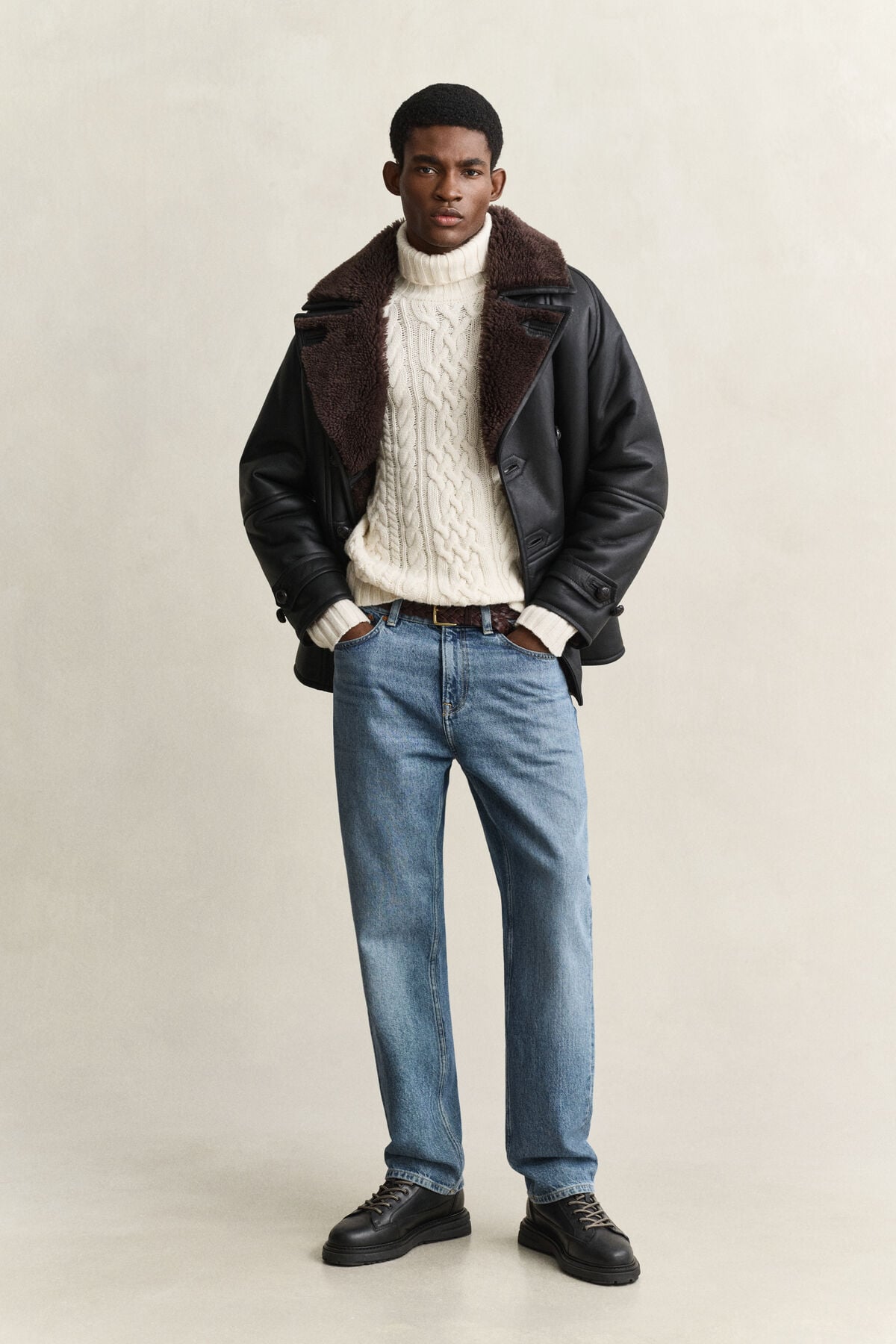 Wool Blend Turtleneck Sweater — CREAM