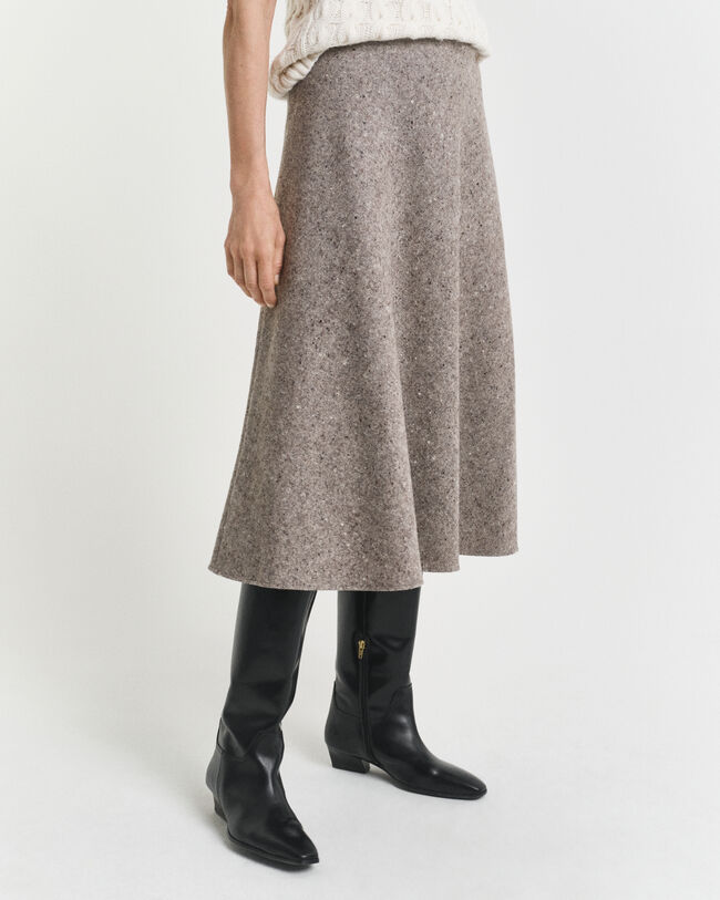 Flared Wool Midi Skirt