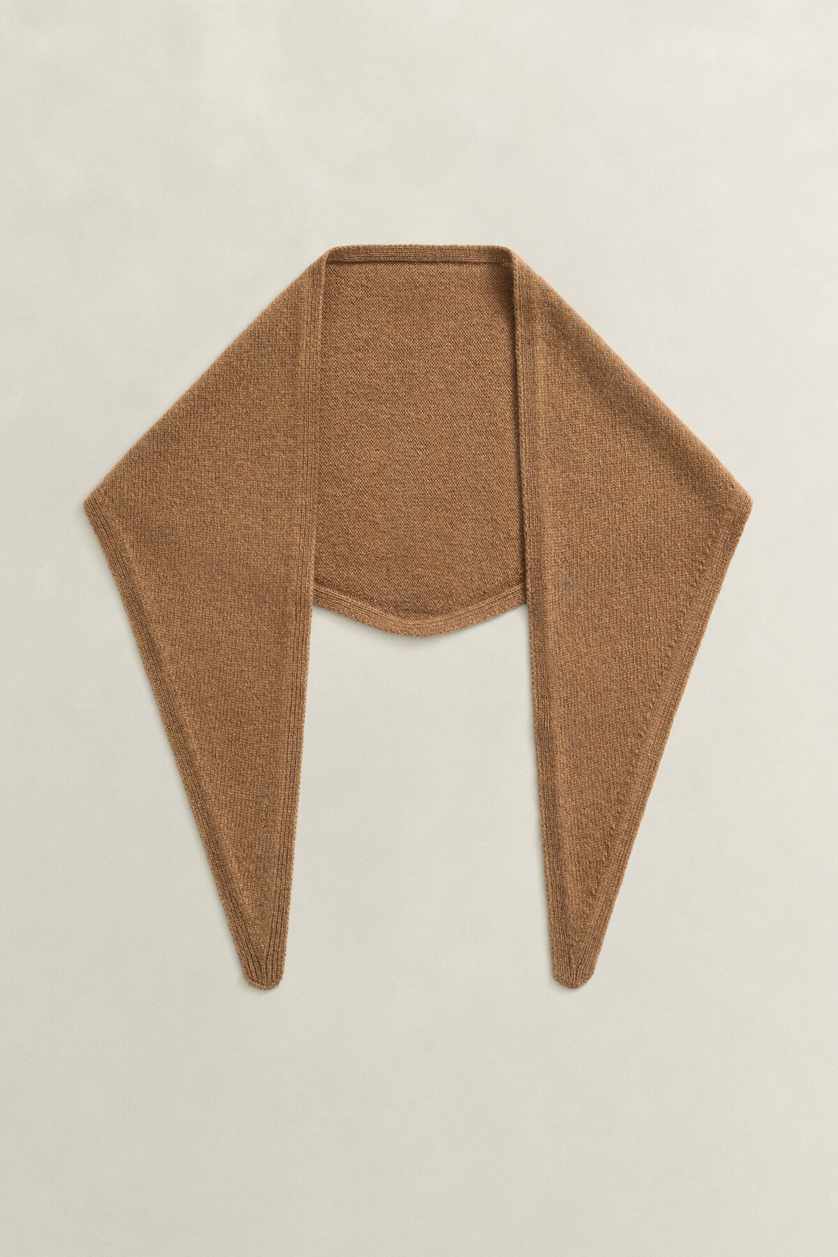 Wool Cashmere Triangle Scarf — WARM KHAKI