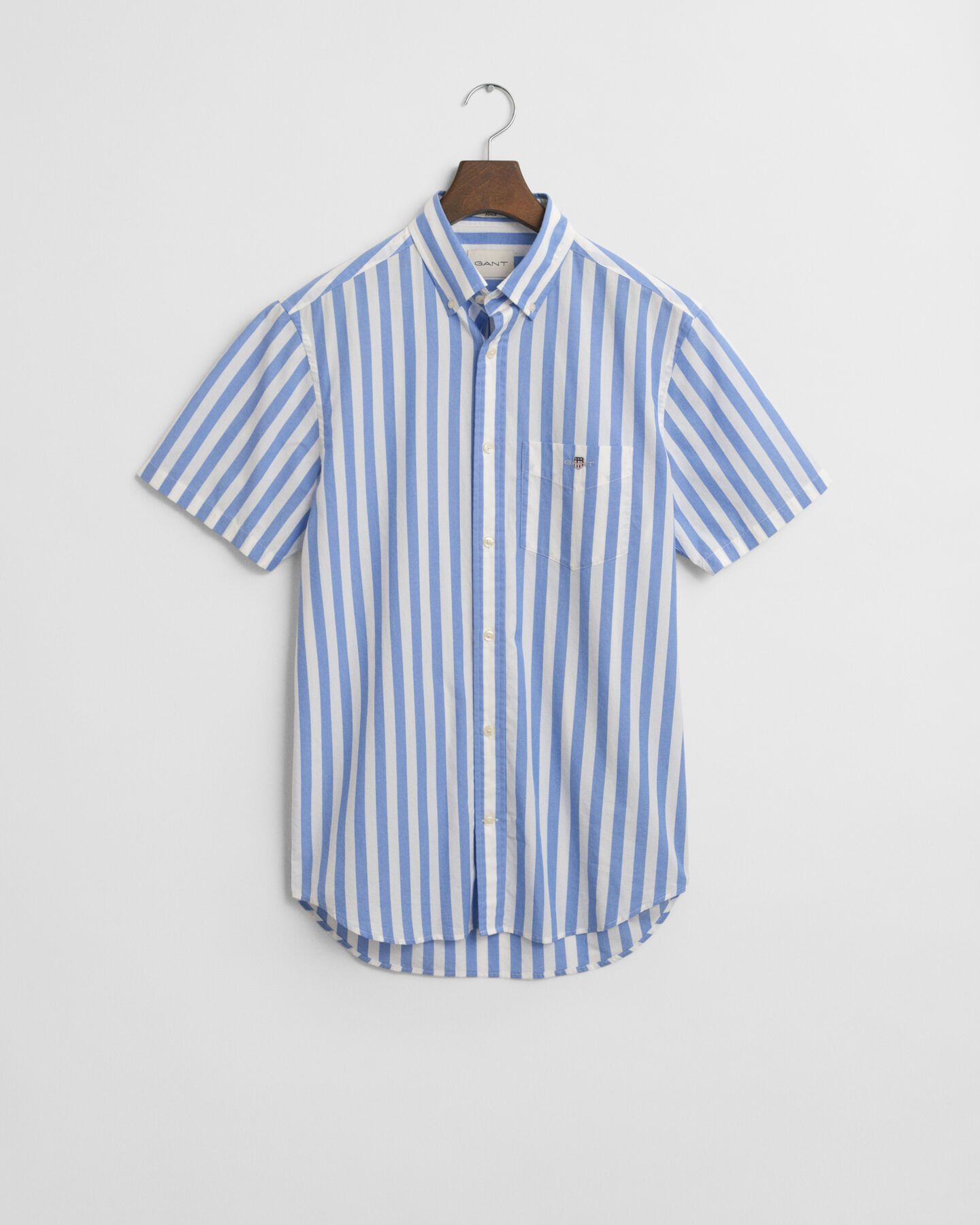 Regular Fit Striped Classic Poplin Short Sleeve Shirt