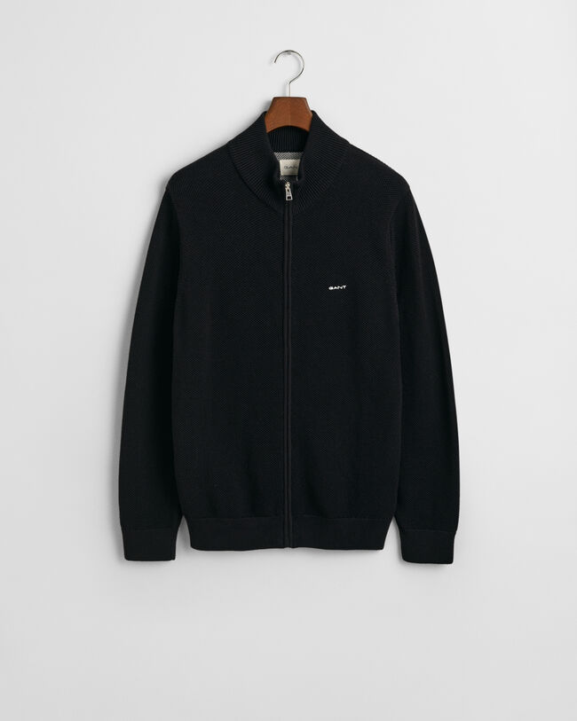 Cotton Piqué Zip Cardigan