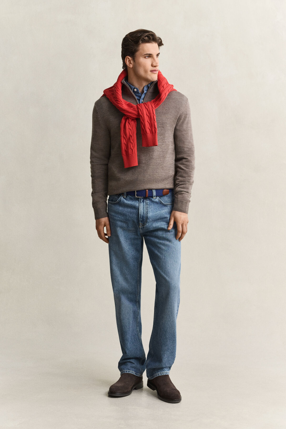 Merino Wool Half-Zip Sweater — DK HAZELNUT MELANGE