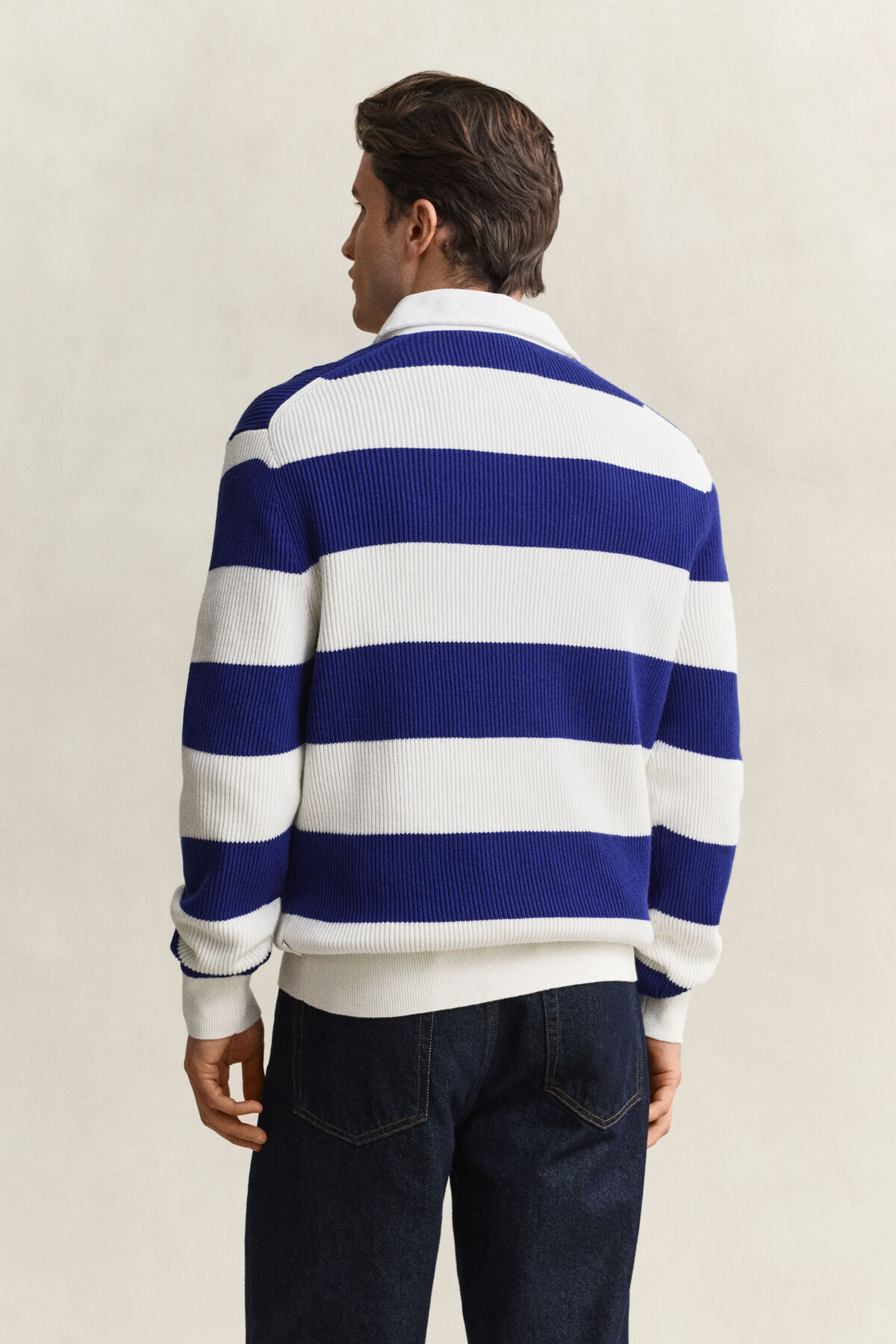 Striped Cotton Merino Rugger — CREAM