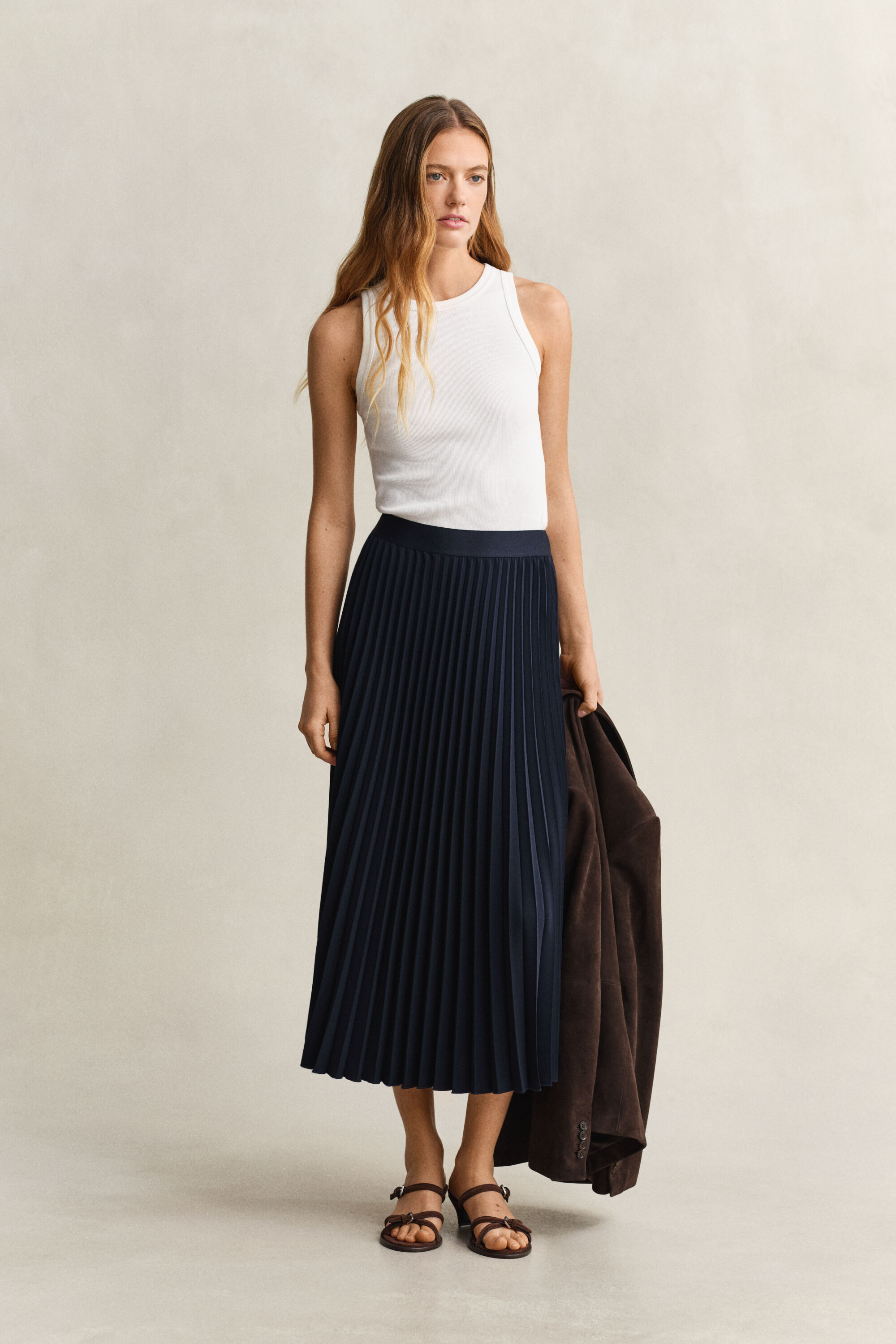 Pleated Midi Skirt