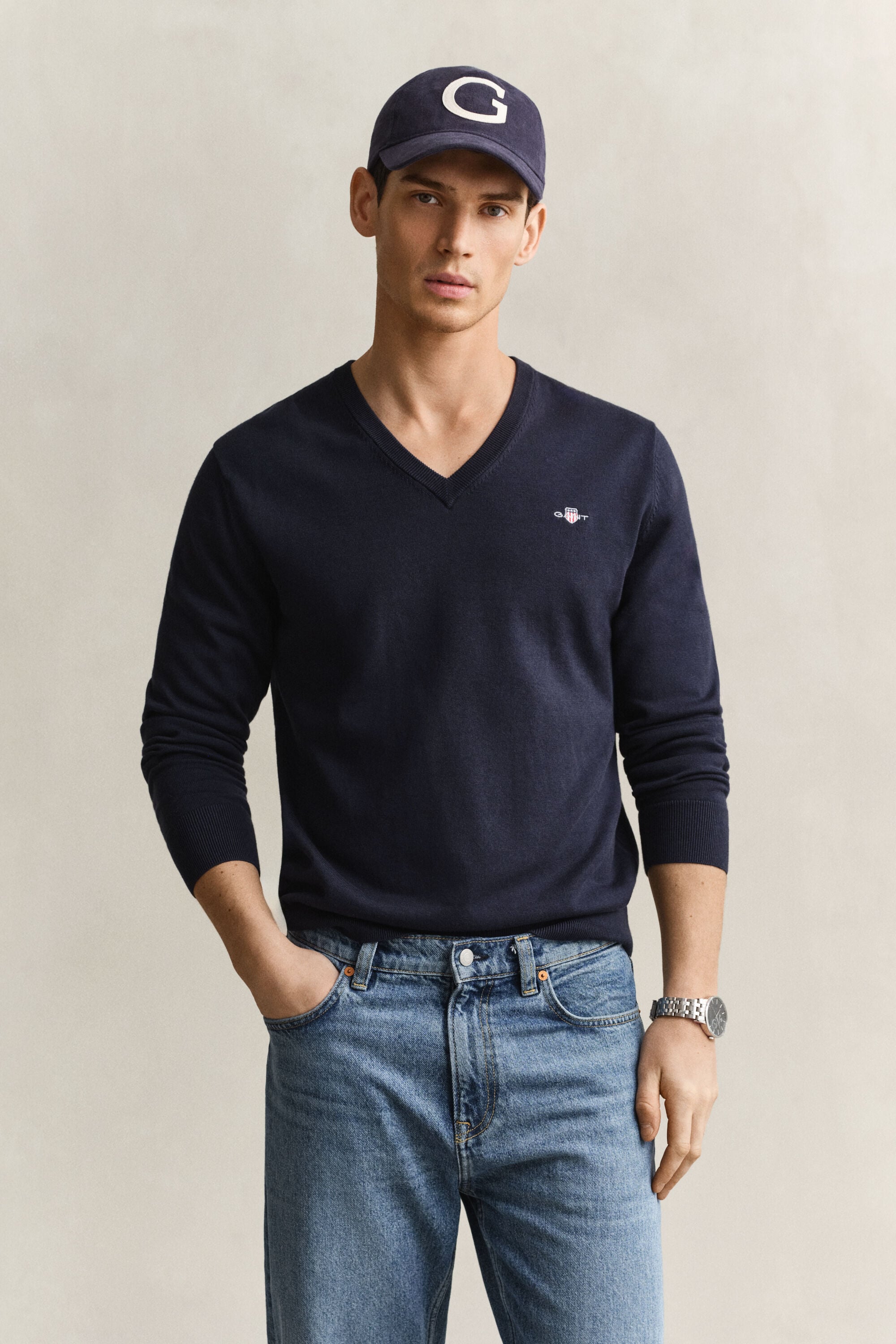 Classic Cotton V-Neck Sweater
